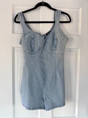 Veronica Stretch Denim Romper - Light Wash